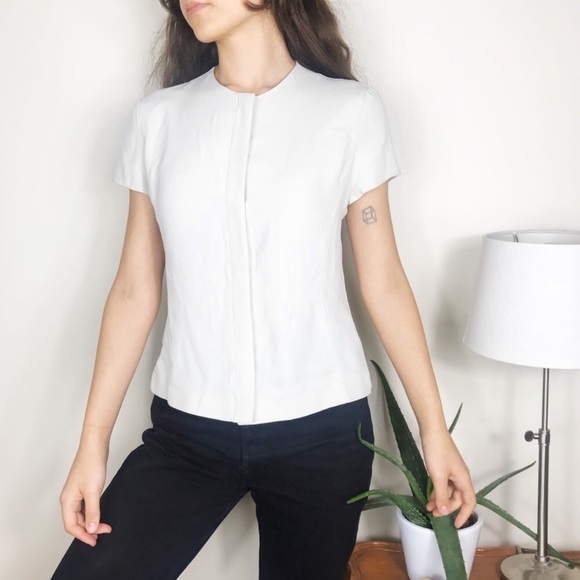 Emporio Armani shell shirt sleeve button up blouse - Picture 2 of 8